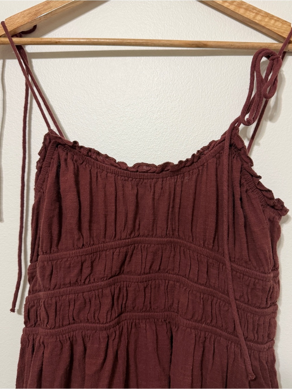 ASOS Faith Maxi Dress Size 6 Brown Fall Beach Dress Shirred Sundress - Picture 6 of 10
